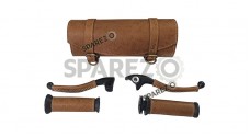 Royal Enfield Meteor and Classic Reborn 350 Big Size Tool Bag lever with Grip Brown - SPAREZO